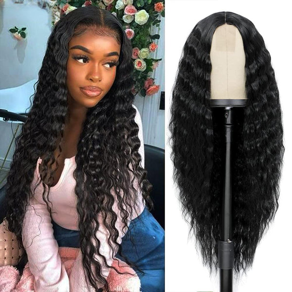 Natural Brown Deep Water Wave Long Wigs