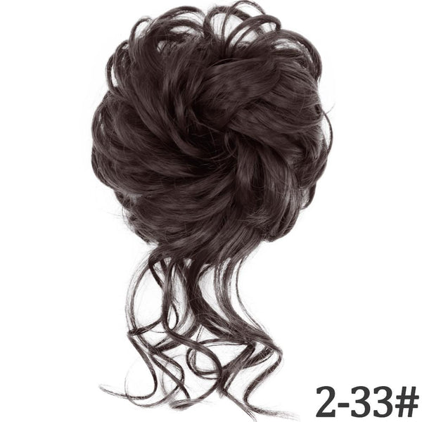 Synthetic High Temperature Fiber Curly Bun Messy With Elastic Band