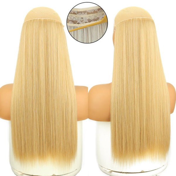 Extensions de cheveux lisses de couleur Blonde ombrée pour femmes, produits en Fiber synthétique naturelle, usage quotidien, cheveux lisses pour Cosplay