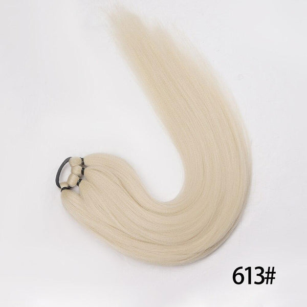 Synthetic Blonde Ponytail Extensions Wrap Around Ponytail with Rubber Band DIY 26 Inch Ombre Black Brown Grey Boxing Braids